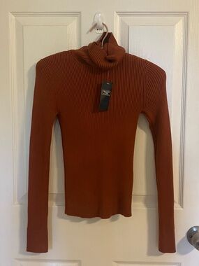 Abercrombie & Fitch Ribbed Turtleneck Sweater - Rust